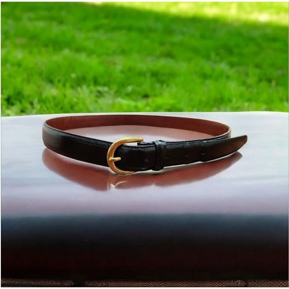 Coach Style # 3921 Shiny Black Leather Belt, Size 38''/ 95 cm